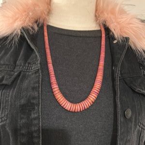 Dyed Wood Disc Bead Long Necklace